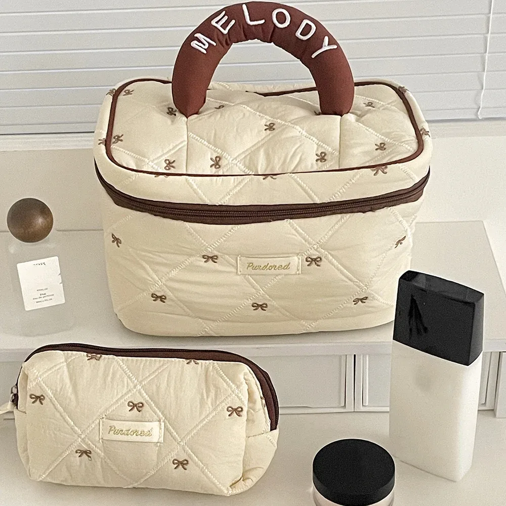 mode marron arc gâteau femmes maquillage sac à fermeture éclair grande capacité fourre-tout organisateur toilette cosmétique pochette dames maquillage sac à main