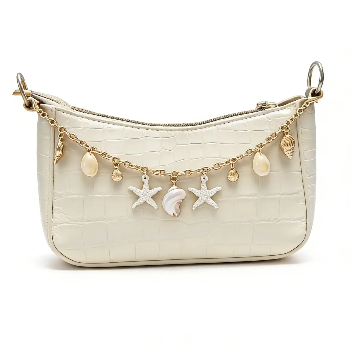 Un porte-clés bohème de style plage avec coquillages, étoiles de mer et perles d'imitation, un accessoire sur le thème de la mer, parfait pour décorer les sacs, les sacs à dos et les clés de voiture, un excellent cadeau pour les femmes.