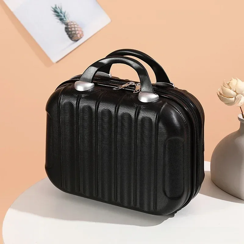 sac de maquillage de voyage pour femmes de 14 pouces, mini valise compacte en plastique abs, design uni, idéal pour un usage personnel