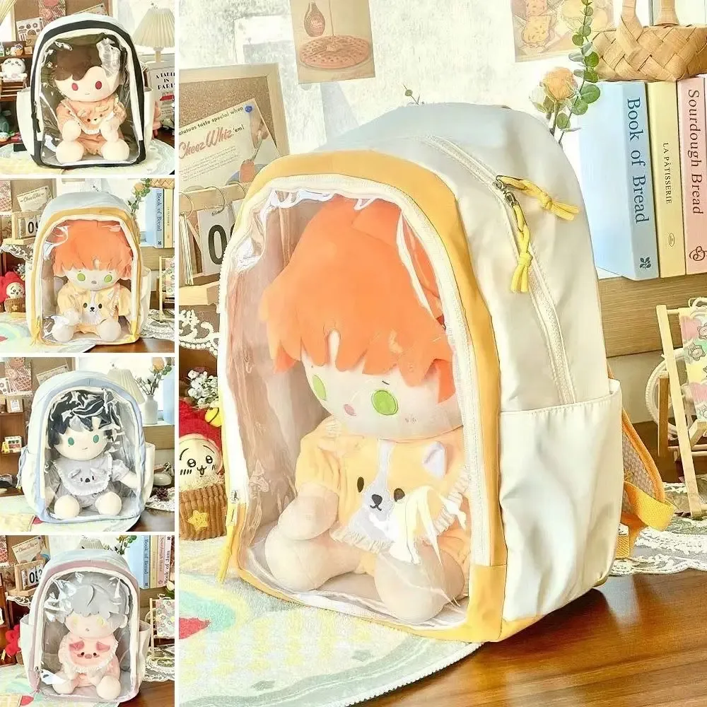 sacs à dos ita pour poupées d'affichage portables, sac à dos transparent jk de grande capacité avec fermeture éclair pour étudiants