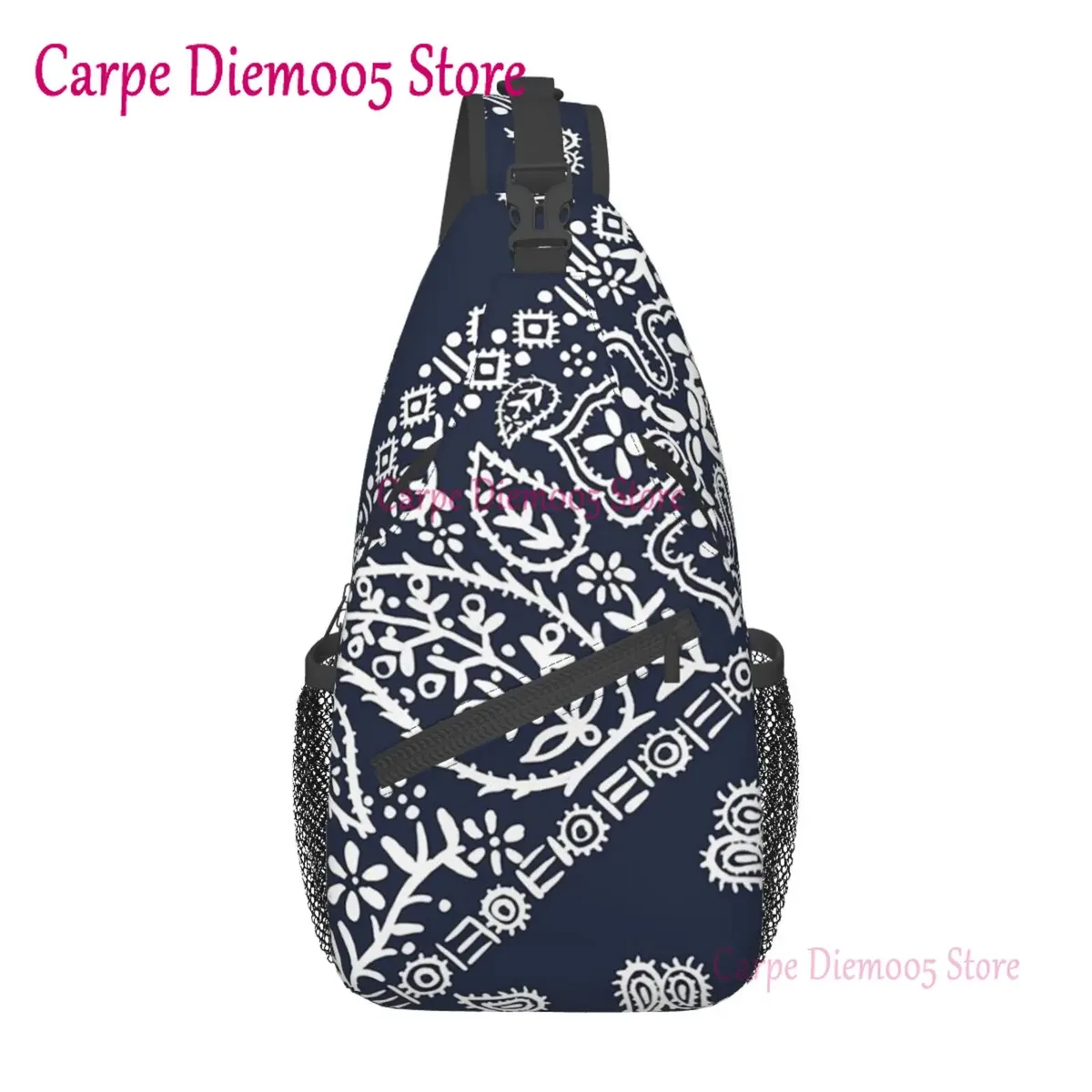 sac à dos bandana paisley chicano noir et blanc pour hommes, sac à bandoulière pour la randonnée