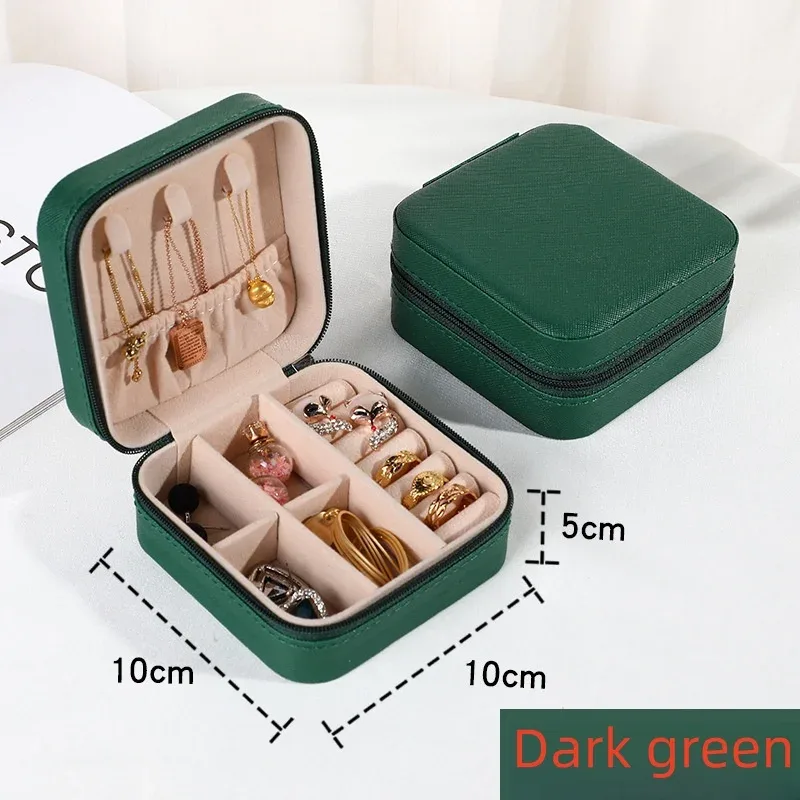 mini boîte de rangement pour bijoux, portable, pour voyages en famille, boîte de rangement pour boucles d'oreilles et colliers, organisateur de bagues pour femmes, boîte de présentation en cuir pu