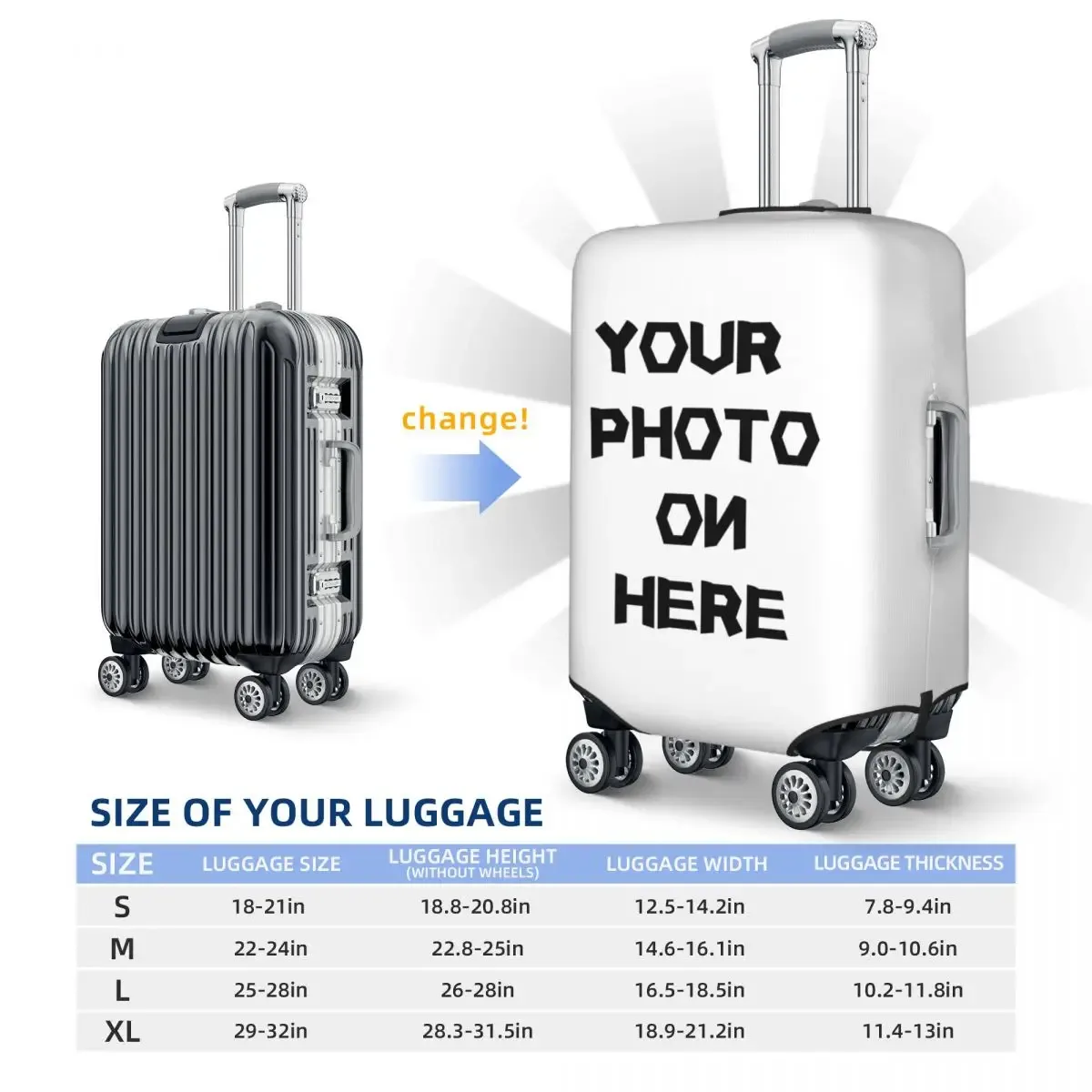 housse de valise personnalisée, protection élastique pour bagages d'affaires et de vacances