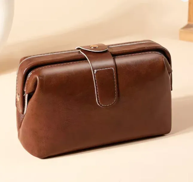 sac de toilette vintage en cuir pu de luxe, grande capacité, pour ranger les pinceaux de maquillage, sac de voyage portable pour femme