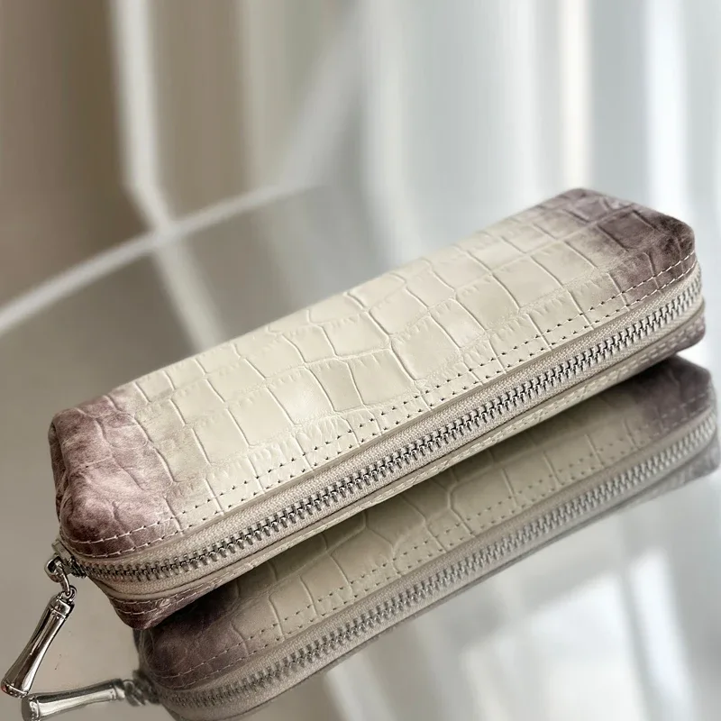 personnaliser les initiales première couche de peau de vache motif crocodile voyage mini pochette sacs de maquillage pour femmes concepteur de luxe 2026 nouveau dans le sac organisateur en cuir véritable