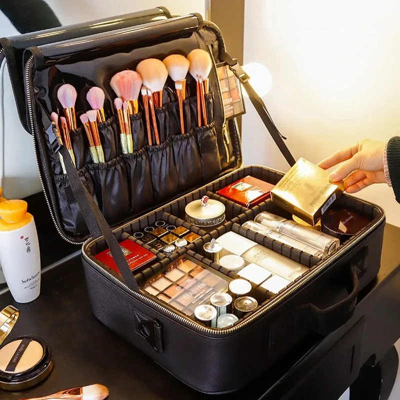 Trousse à cosmétiques de grande capacité pour femmes, trousse de maquillage de voyage professionnelle, nouvelle mise à niveau, vente chaude