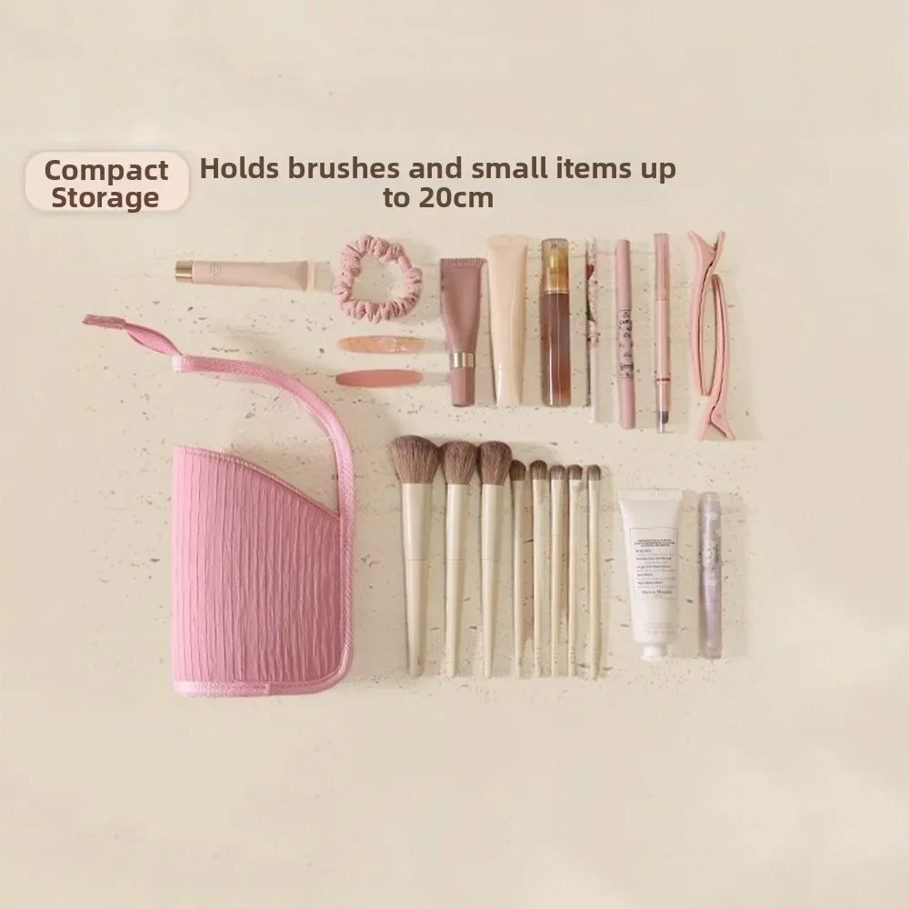 grande trousse de toilette verticale grande capacité, étui portable pour pinceaux de maquillage, pochette de rangement de voyage étanche et autoportante