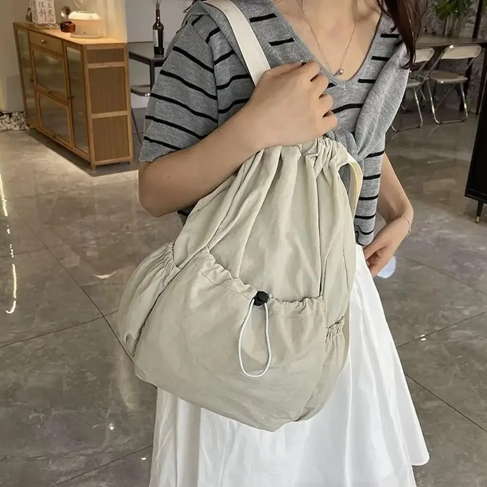 sac à dos léger à cordon de serrage, pliable, style coréen, grande capacité, sac à dos décontracté pour les déplacements en plein air, sac à bandoulière de voyage