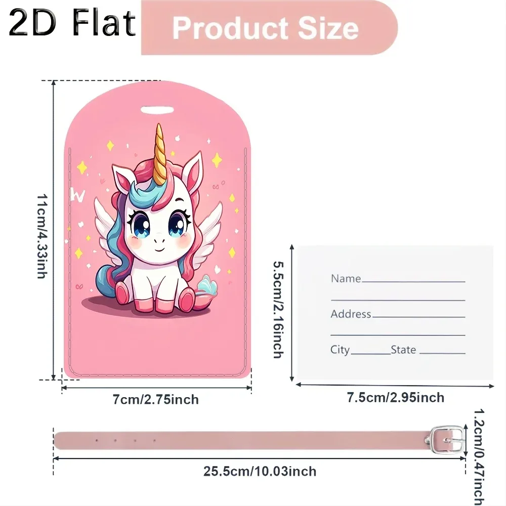 étiquette de bagage keepdo unicorn, adaptée aux voyages quotidiens, étiquette de valise avec étiquette licorne mignonne pour sacs à dos et voyages