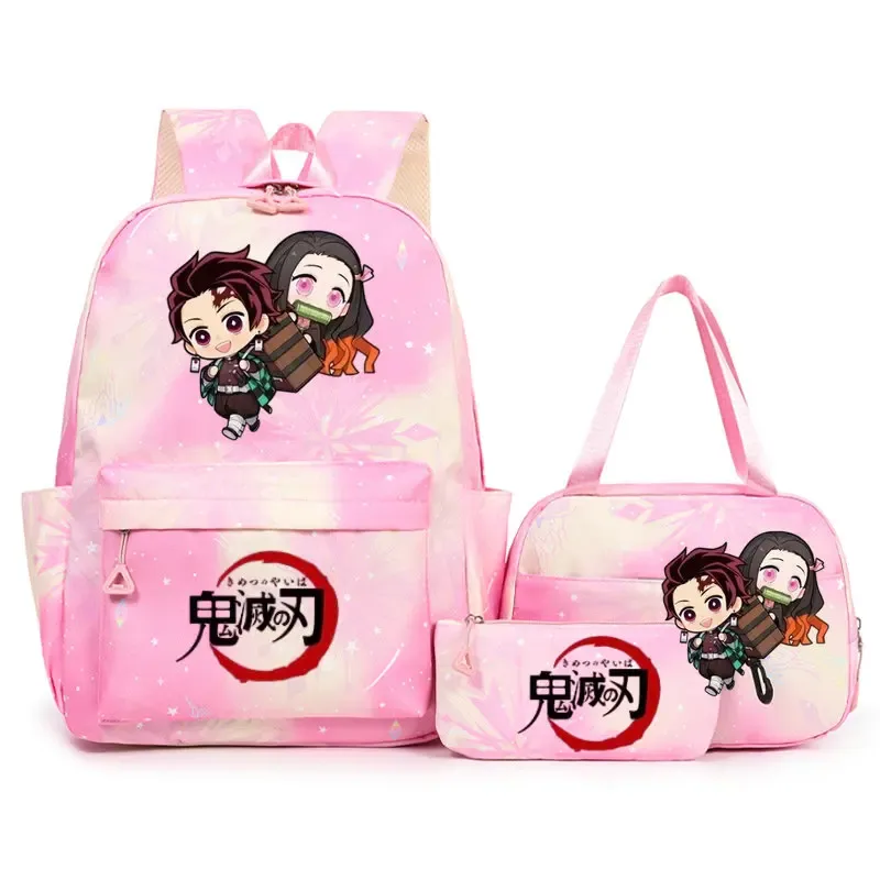 sac à dos demon slayer nezuko kamado pour adolescents, cartable de grande capacité avec sac à bandoulière pour usage quotidien, pour filles et femmes, mochilas de voyage