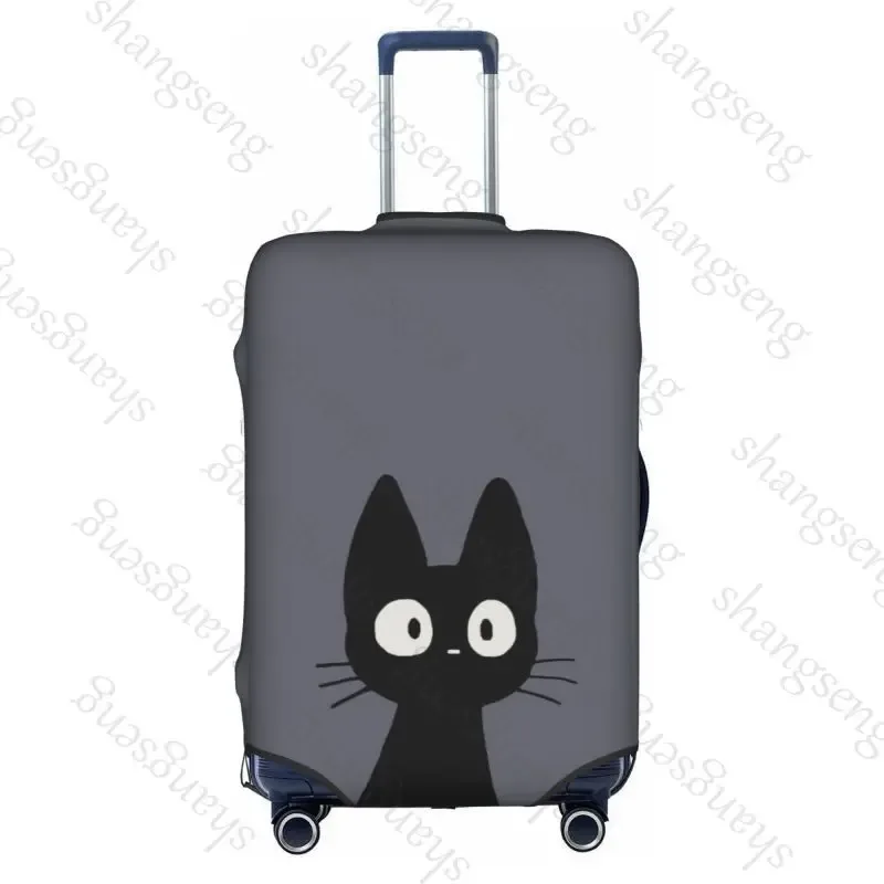 housse de protection élastique épaisse pour bagages, chat noir de dessin animé mignon, combinaison à fermeture éclair pour sac de 18 à 32 pouces, housse de chariot pour valise de voyage