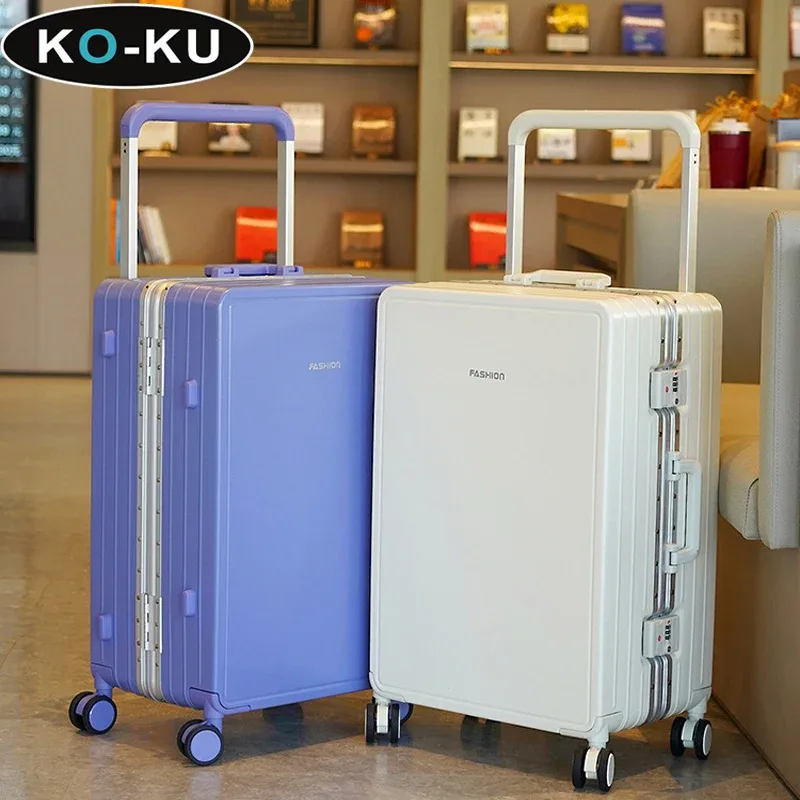 ko-ku ultra léger cadre en aluminium large chariot bagages femme grande capacité valise muet roue universelle mot de passe boîte