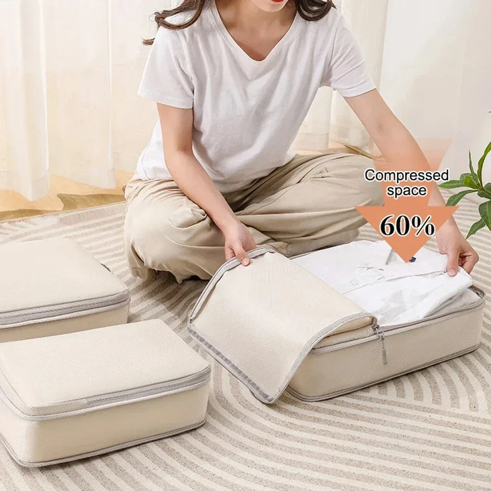 ensemble/6 pièces emballage compressible sac de rangement de voyage cubes valise étanche en nylon portable avec sac à main organisateur de bagages