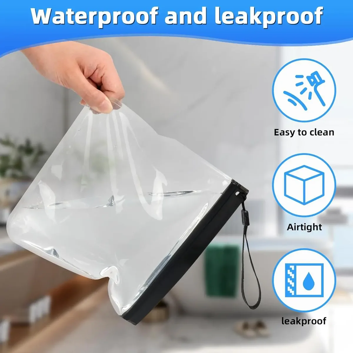 trousse de toilette de voyage transparente eva, 2 pièces, organisateur de cosmétiques scellé étanche, pochette de lavage portable pour le rangement et le nettoyage