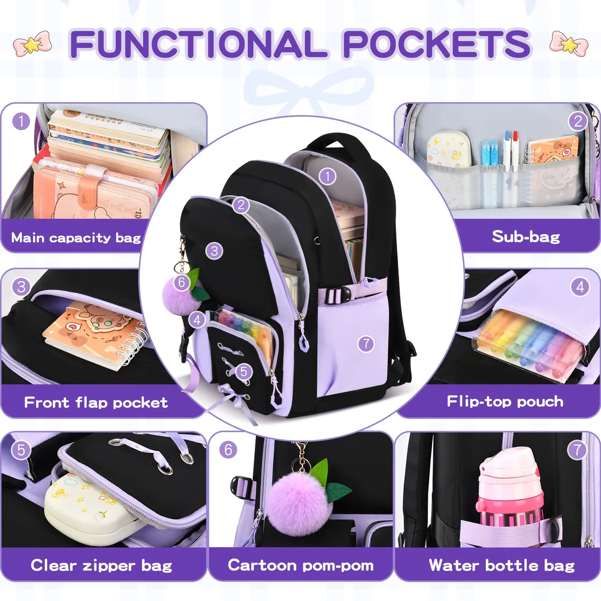 sacs d'école primaire pour filles, cartable kawaii léger pour enfants, sac à dos pour livres, sac à dos de voyage, mochilas, cadeaux