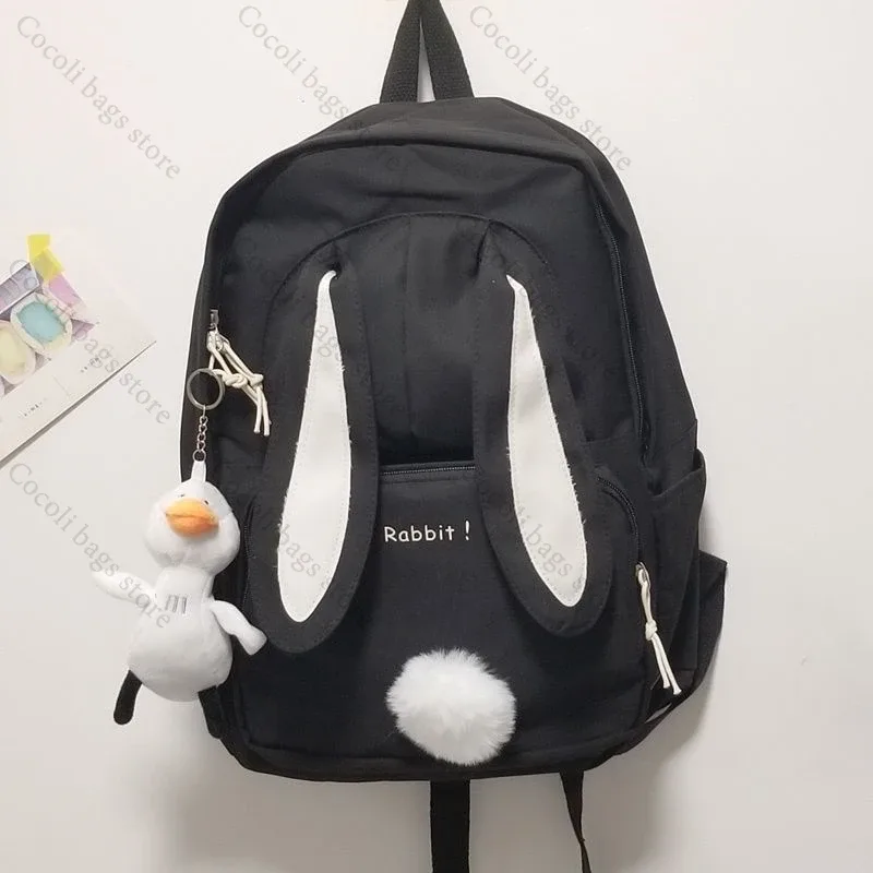 sac à dos oreilles de lapin kawaii pour filles, sac à dos d'école mignon pour filles, sac à dos à usage quotidien en nylon pour la rentrée scolaire