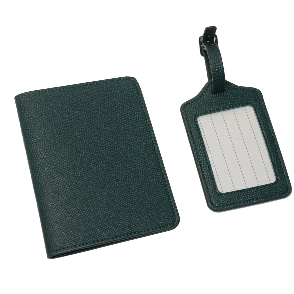 dropshipping - porte-passeport en cuir pu saffiano avec lettres initiales monogrammées gratuites et ensemble d'étiquettes de bagages - accessoires de voyage