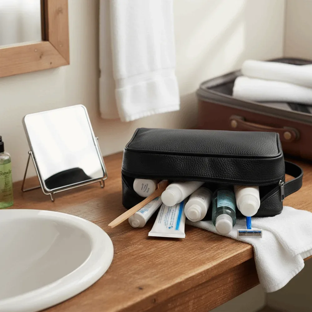nouvelle trousse de toilette en cuir grande capacité avec fermeture éclair, sac de voyage portable, trousse de maquillage lavable en pu, rangement cosmétique