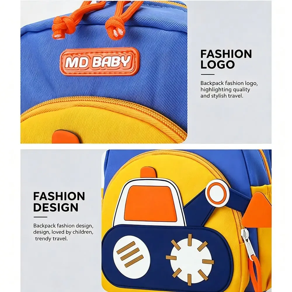 Mini sac à dos pour tout-petits garçons, motif excavatrices de dessin animé, résistant à l'eau, pour la maternelle, allège le fardeau, résistant à l'usure