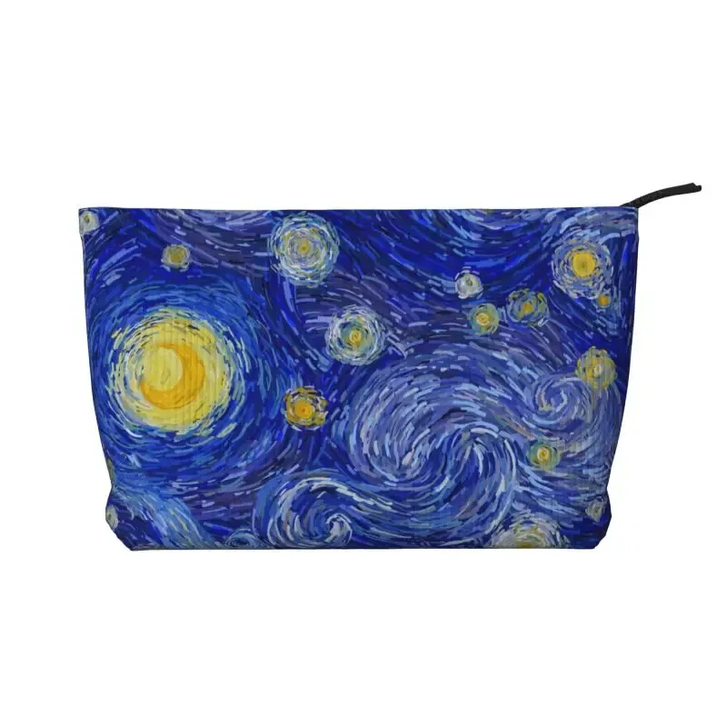 trousse de toilette van gogh la nuit étoilée pour femmes, réutilisable, portable, organisateur de maquillage et de cosmétiques, trousse de rangement pour articles de beauté.