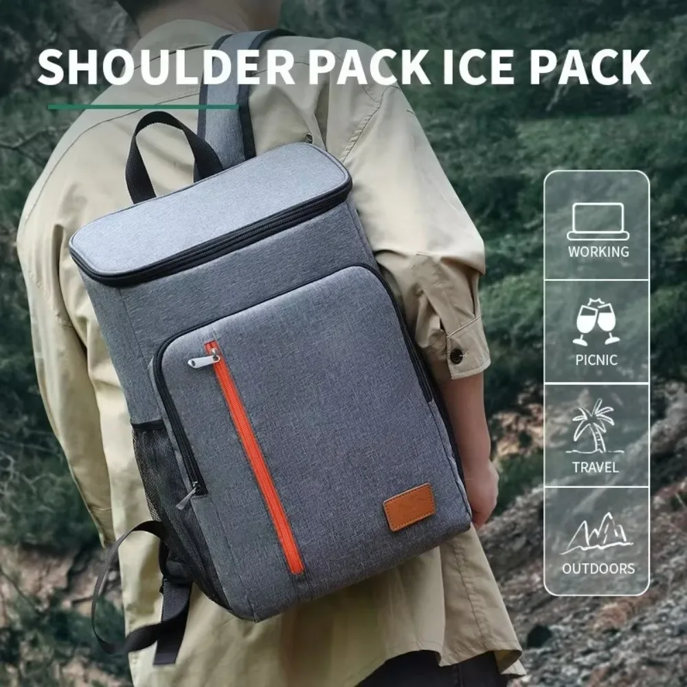 sac à dos isotherme double épaule, épais, portable, pour repas, en tissu oxford, grande capacité, sac isotherme tendance