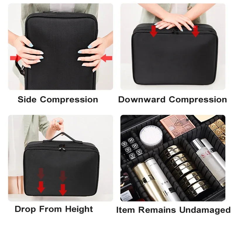 trousse de maquillage professionnelle pour femmes, boîte à outils de voyage de grande capacité pour beauté des ongles, organisateur de cosmétiques, valises pour boîtes de rangement de maquillage