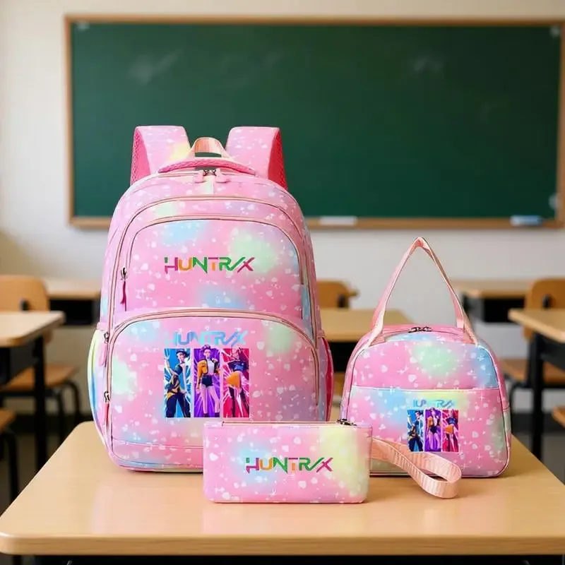 Sac à dos KPop Demon Hunters pour adolescentes, cartable pour la rentrée scolaire, sac à déjeuner Anime, trousse à crayons, sac à dos de loisirs pour femmes