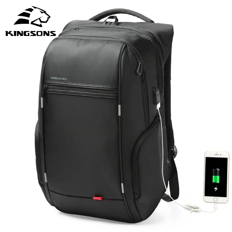 kingsons-sac à dos étanche pour homme et femme, avec chargeur usb, pour l'école, antivol, pour ordinateur portable, 15.6,17.3 pouces, 2024