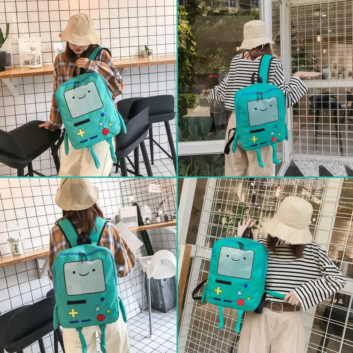 dessin animé robot voyage ordinateur portable mignon sac à dos bleu pu robot animal finn jake aventure voyage sac à dos résistant à l'eau collège sac