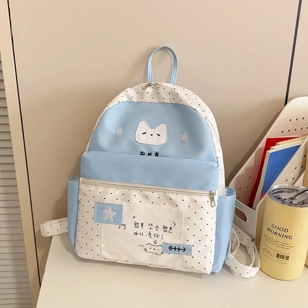 nouveau sac à dos à pois pour enfants, léger, multifonctionnel, grande capacité, blanc, dessin animé, mochilas d'extérieur