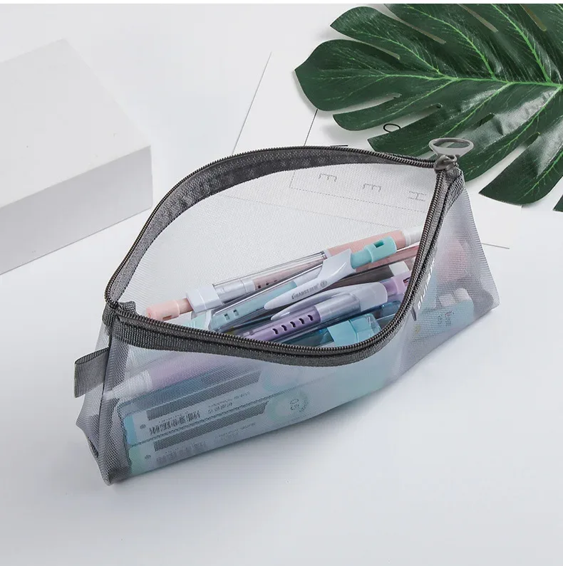 trousse de maquillage, sac à main d'école, étuis à crayons pour bureau, grande et petite trousse de toilette transparente en nylon pour étudiants