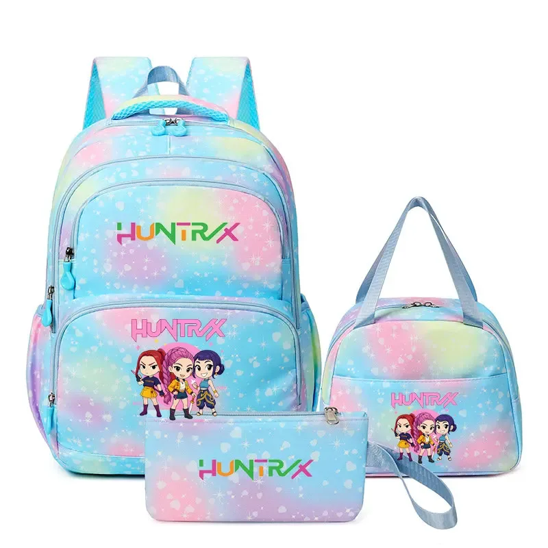 lot de 3 sacs à dos kpop demon hunters huntr légers et respirants, grande capacité, pour l'école et les voyages, pour femmes