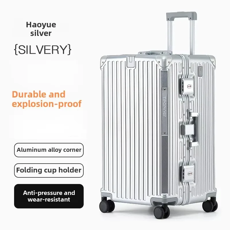 klqdzms valise à cadre en aluminium 26 "29" 32 pouces boîtier de chariot de grande capacité type de chariot sac de voyage boîte de mot de passe pour femmes bagage de cabine