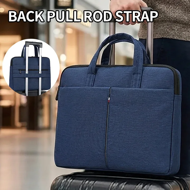 sacoche pour ordinateur portable étanche de 15,6 pouces avec sangle de bagage, sac à main portable pour hommes et femmes, idéal pour le bureau et les voyages.