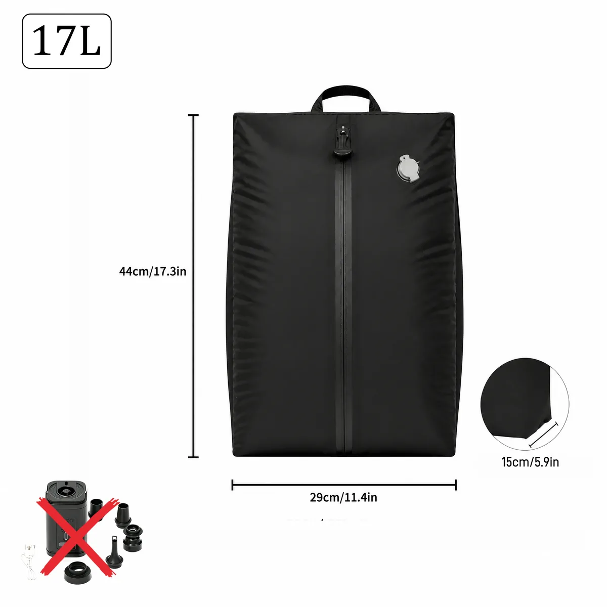 sacs de rangement étanches ip67 17l, cube de compression en polyester tpu pour vêtements, organisateur de valise avec fermeture éclair, réutilisables et antihumidité, pour linge de maison, avec pompe électrique incluse