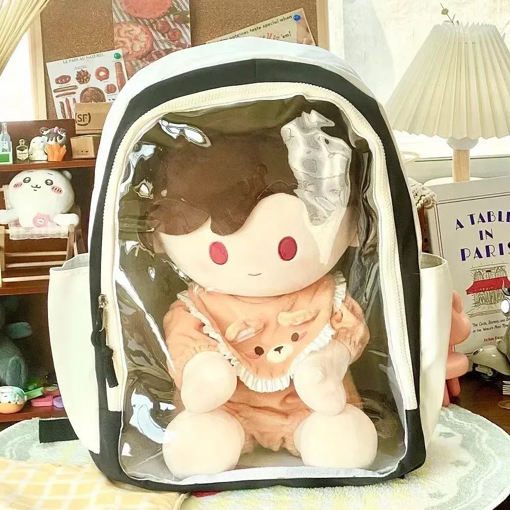 sacs à dos ita pour poupées d'affichage portables, sac à dos transparent jk de grande capacité avec fermeture éclair pour étudiants