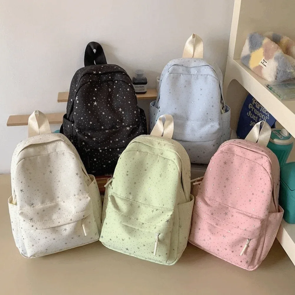 sac à dos étoile imprimé mignon, léger, grande capacité, en nylon, sac à bandoulière, style universitaire, sac d'école pour étudiants, cadeau