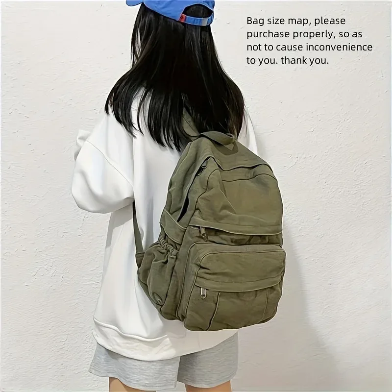 sacs à dos simples vintage, cartable en toile de grande capacité, sacs à dos de voyage à poches multiples, unisexe