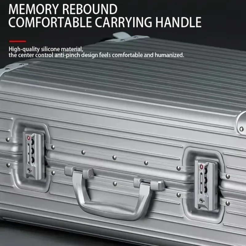 valise de voyage en aluminium 20/22/24/26/28/30'' de haute qualité avec serrure tsa, bagage à roulettes, valise cabine en métal