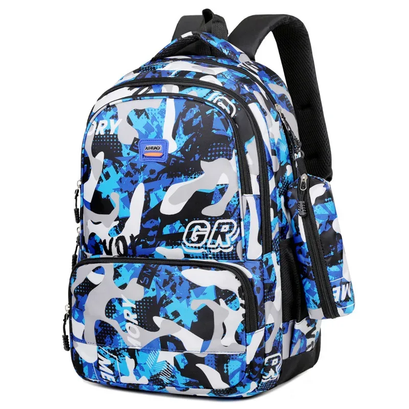 sac à dos imprimé camouflage grande capacité décontracté double sac à bandoulière pochette d'ordinateur pour hommes collège double sacs à bandoulière