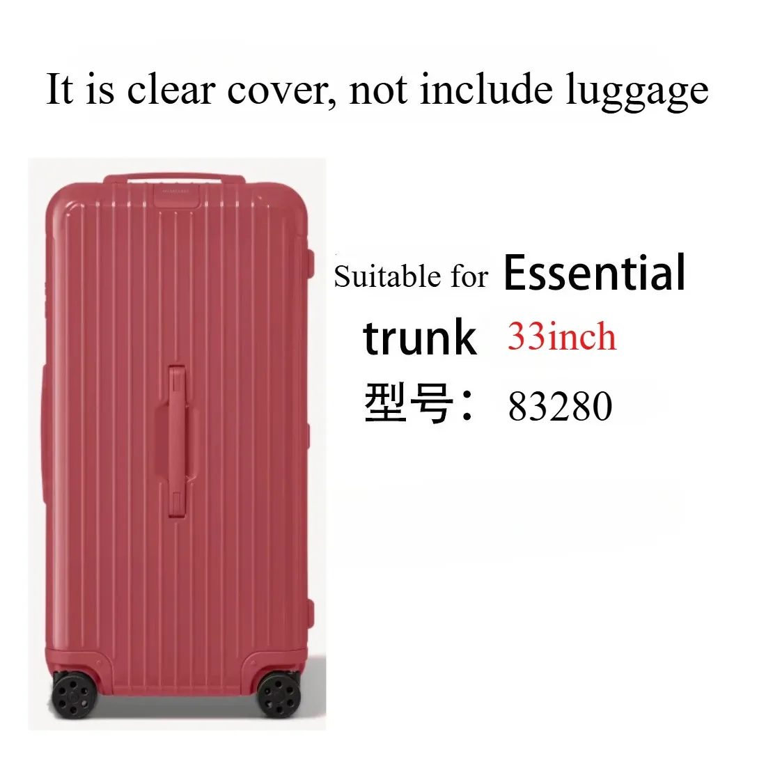 housse de protection transparente en pvc, adaptée au valise rimowa essential trunk plus, housse de protection anti-poussière épaisse de 33 pouces