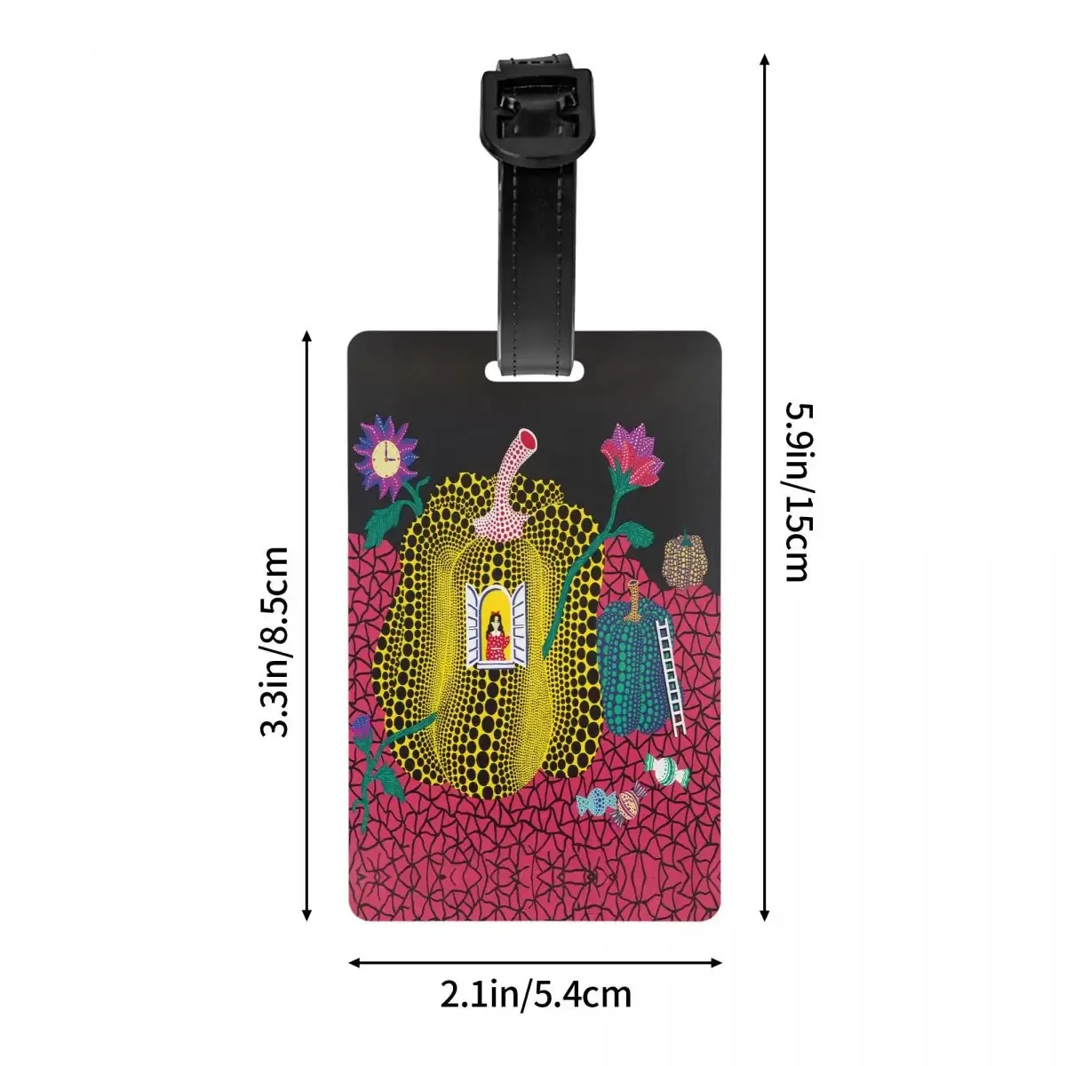 étiquette de bagage personnalisée yayoi kusama, peinture abstraite, protection de la vie privée, étiquettes de bagage, sac de voyage, valise attro