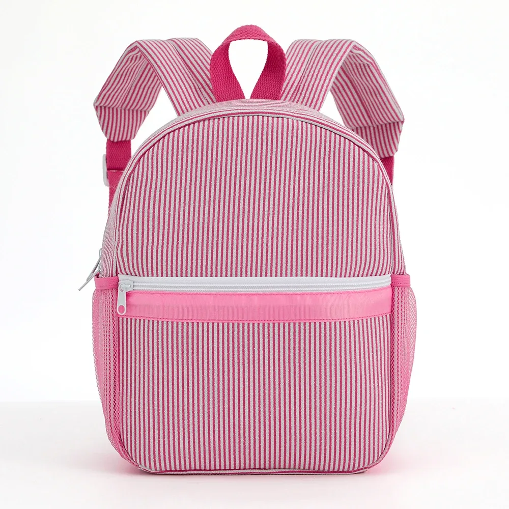sac à dos scolaire pour tout-petits, sac à dos rayé mignon en seersucker pour filles 12 pouces pour la maternelle, 15 pouces pour les adolescents du lycée
