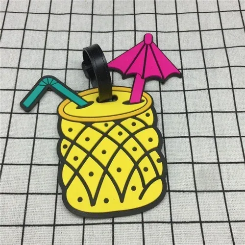 étiquettes de bagage en gel de silice, fruits de dessin animé, porte-étiquette d'adresse d'identification de valise, étiquettes d'embarquement pour bagages, accessoires de voyage pour femmes et hommes
