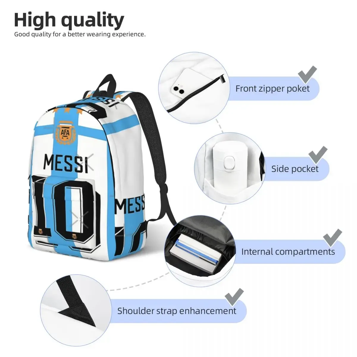 lionel messi sac à dos simple et élégant sac à dos en toile sac à dos femme