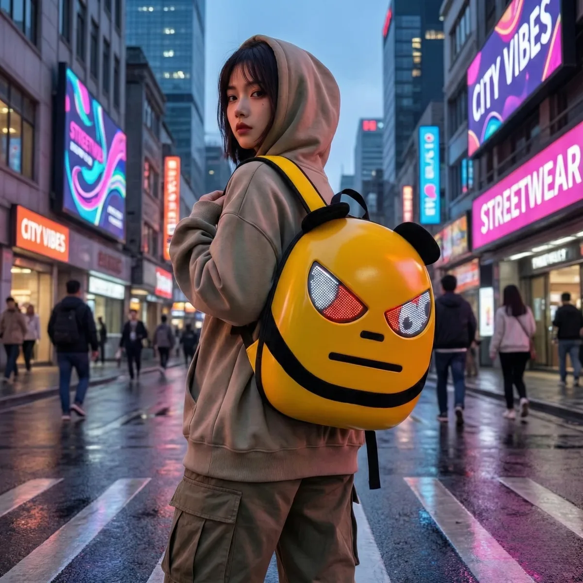 sac à dos led intelligent avec écran programmable, affichage pixel art, coque rigide, sac de voyage étanche, bricolage, cartable panda, cadeau pour hommes