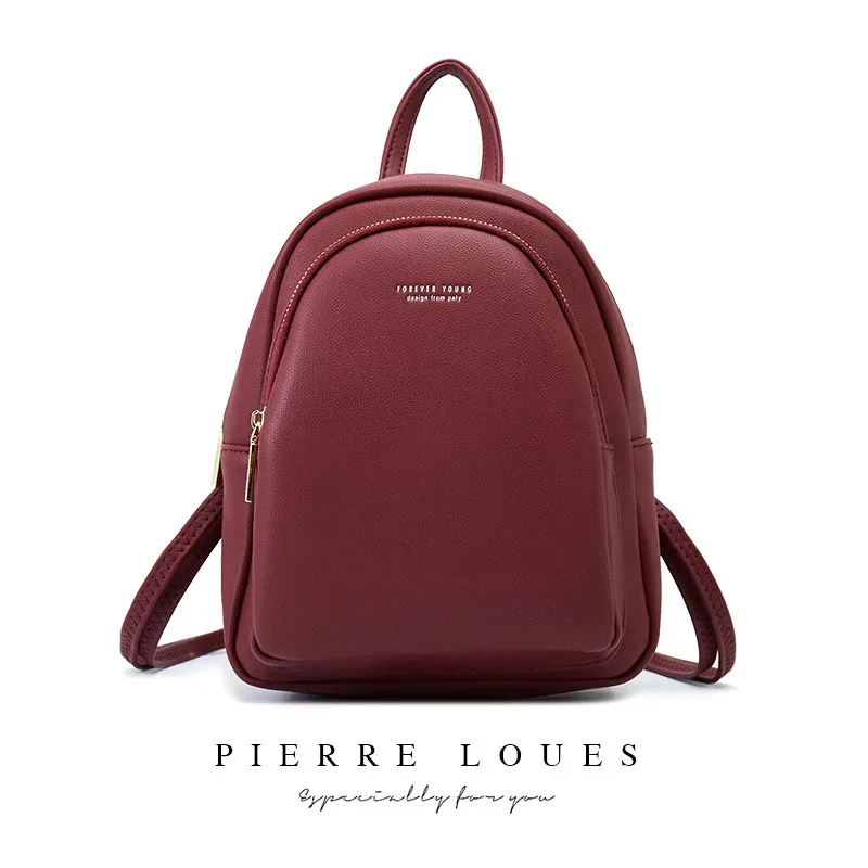 petit sac à dos en cuir pu pour femmes, sac à bandoulière preppy solide pour dames, sac à dos de voyage pour écoliers
