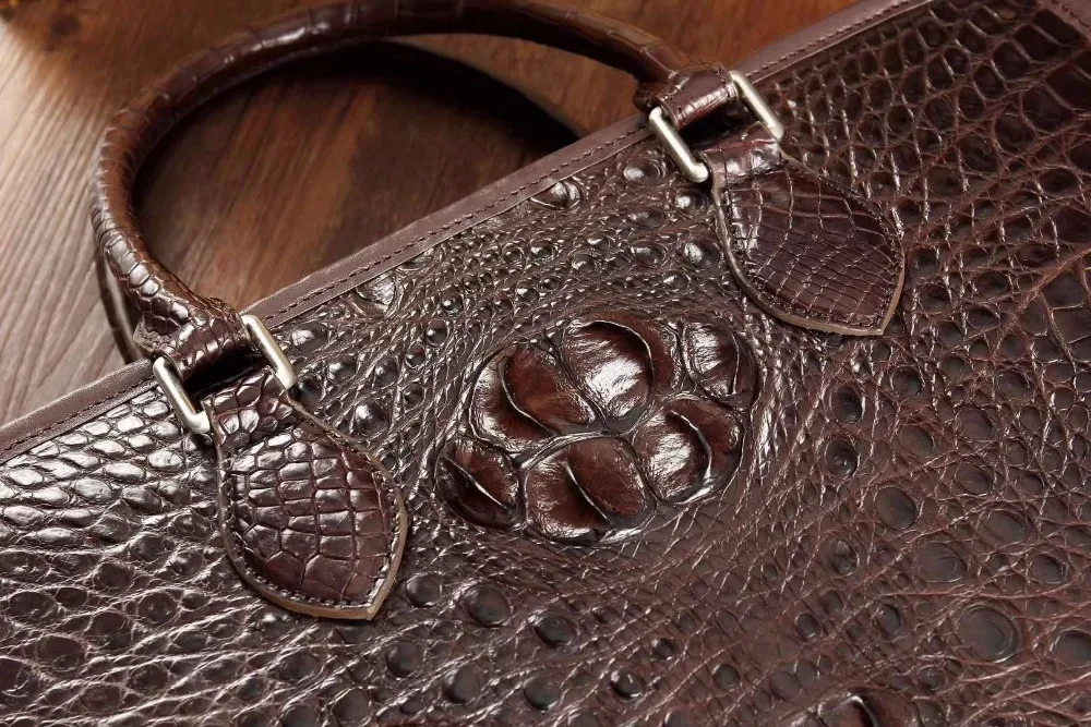 sac d'affaires de luxe en cuir de crocodile véritable pour hommes, porte-documents pour jeunes ordinateurs portables marron noir, livraison gratuite