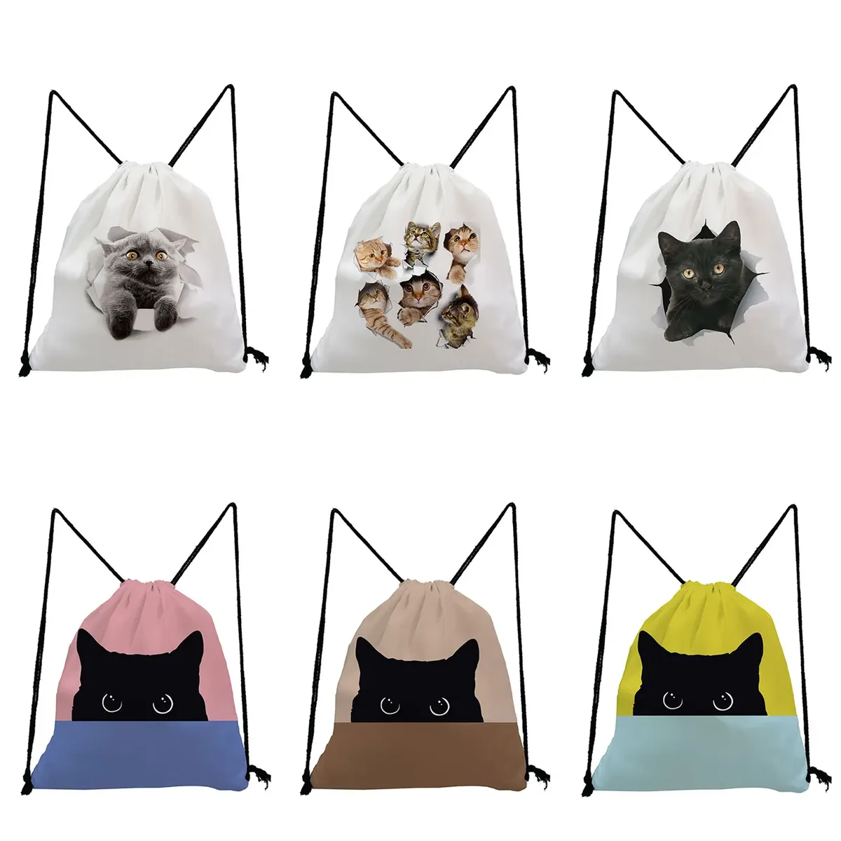 proximité wstring sac à dos portable pour femmes, poudres de bug astique, impression 3d, chat, shopping, mode, école, sac à chaussures pour bol, motif personnalisé