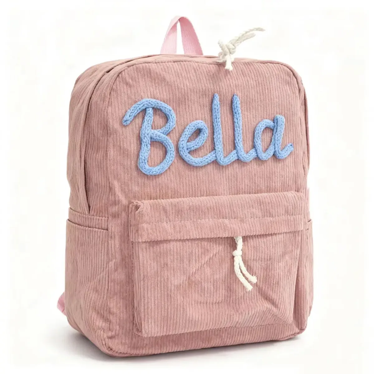 sac à dos personnalisé en velours côtelé pour hommes et femmes, lettres brodées à la main, sac à dos en tissu coloré, 1 pièce